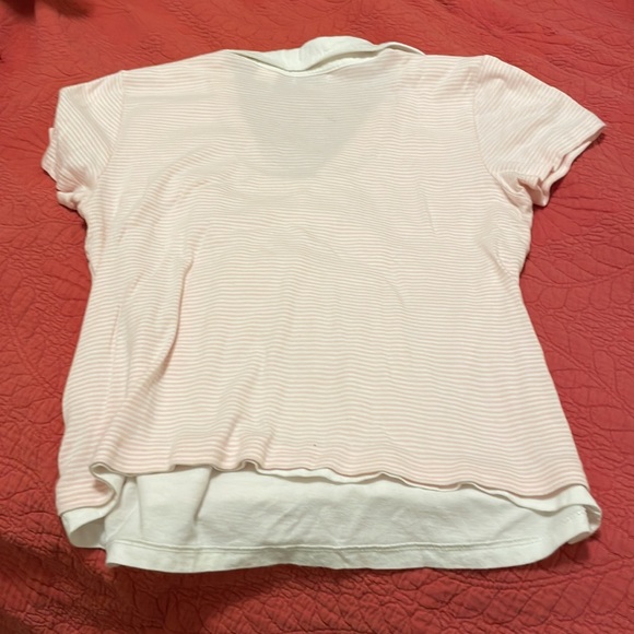 Pink striped shirt, color, pretty V cut. Lightly worn! - Picture 3 of 3